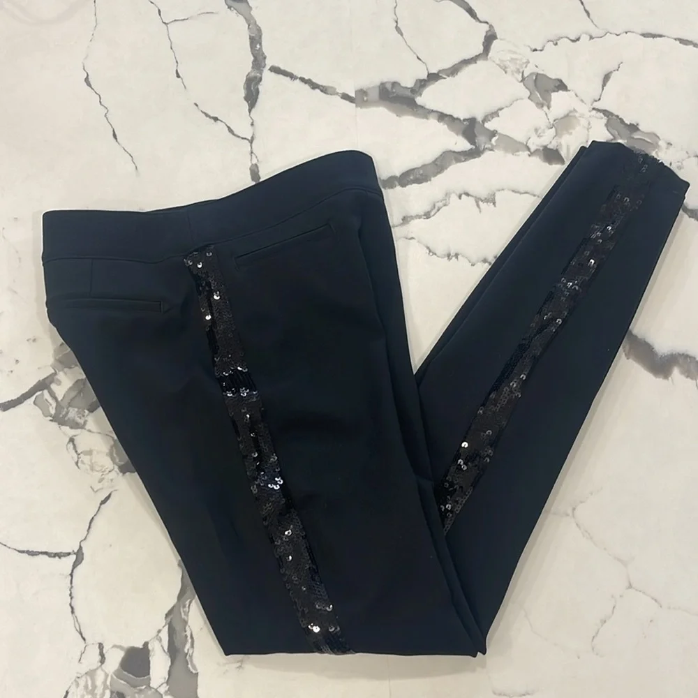 Spanx Black Pant Sequin Tuxedo Skinny Pant-Small Tall - Picture 2 of 12